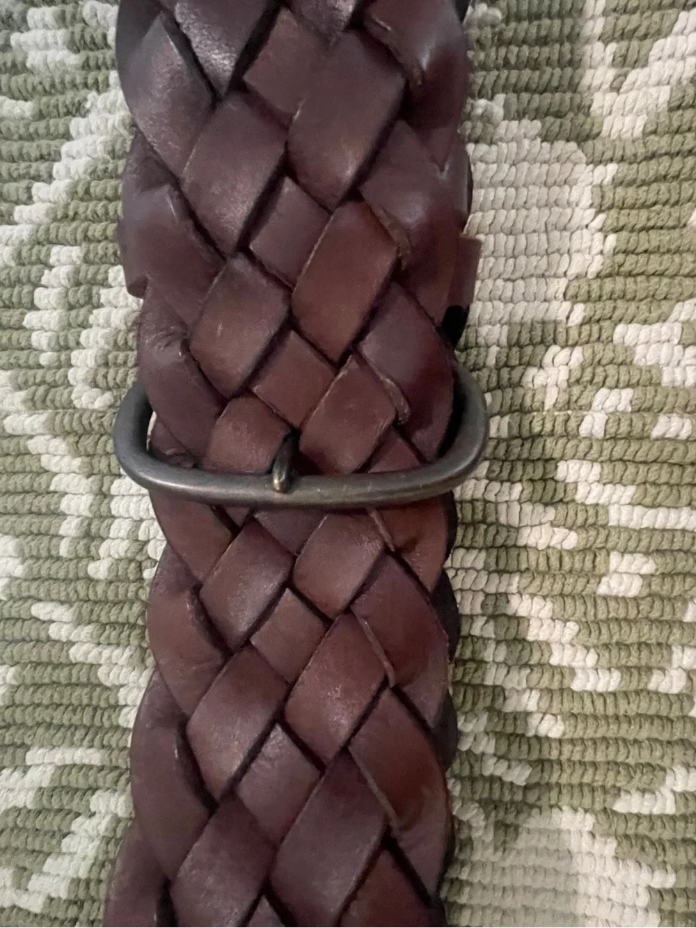 Club Monaco Wide Brown Woven Leather Belt Chunky